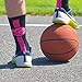 ChalkTalkSPORTS Athletic Half Cushioned Crew Socks | Mid Calf | Basketball Superelite | Black/Pink