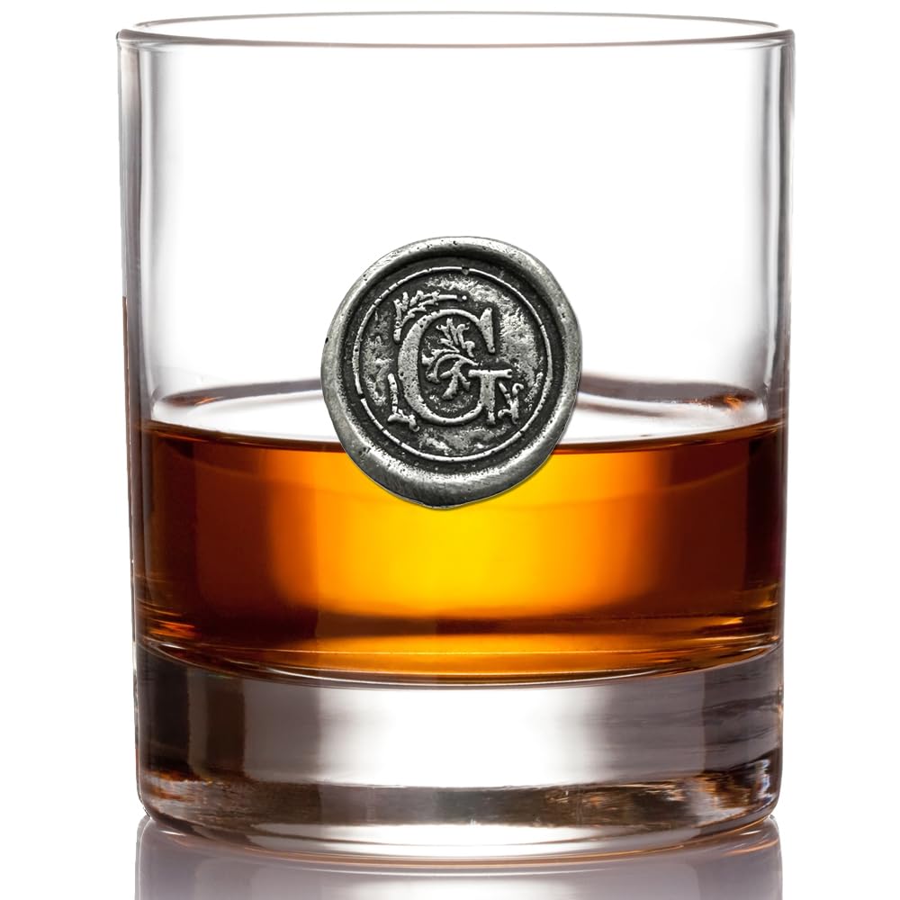 English Pewter Company 11oz Whisky Glass Tumbler with Monogram Initial - Personalised Gift with Your Choice of Initial (G) [MON107]