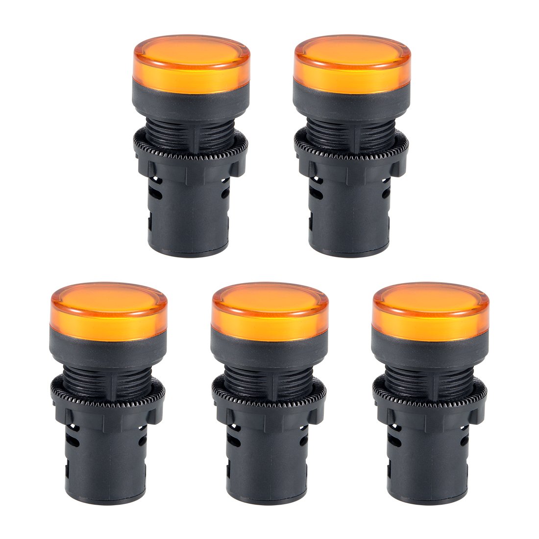 sourcing map 5Pcs Yellow Indicator Light AC/DC 24V, 22mm Panel Mount, for Electrical Control Panel, HVAC, DIY Projects