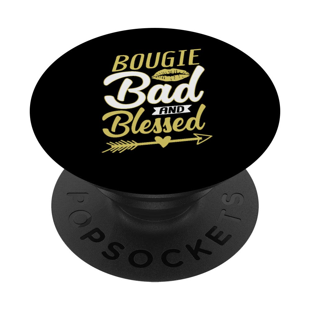 Bougie Bad and Blessed Boujee Girl Melanin Christmas Gift PopSockets PopGrip: Swappable Grip for Phones & Tablets
