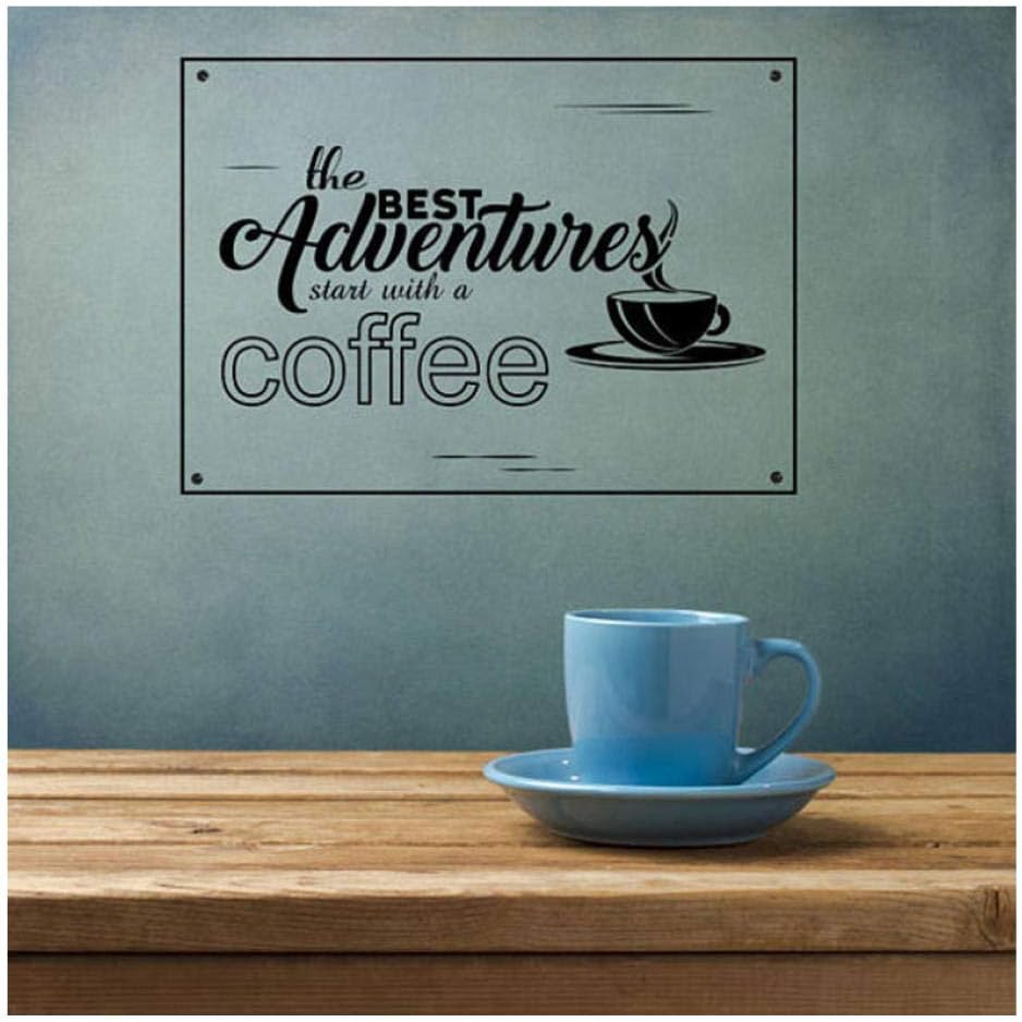 Xxscz Coffee Decor A Cozy Lifestyle Quotes Decal for Living Room The Best Adventures Start with A Coffee Waterproof K32
