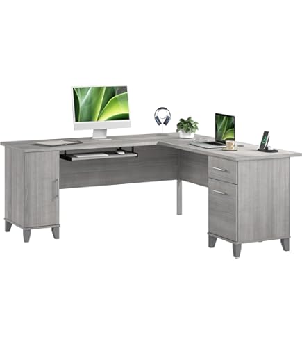 Amazon.com: Bush Home 60-Inch L-Shaped Desk with Storage, Corner