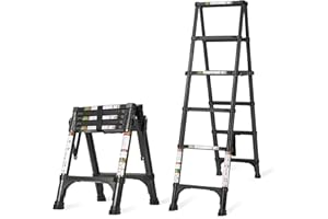 RIKADE Telescoping Ladder, Heavy Duty A-Frame Aluminum Telescopic Ladder, Lightweight Extension Ladder Adjustable Portable Folding Ladder for Home or Outdoor Working 330lb Capacity