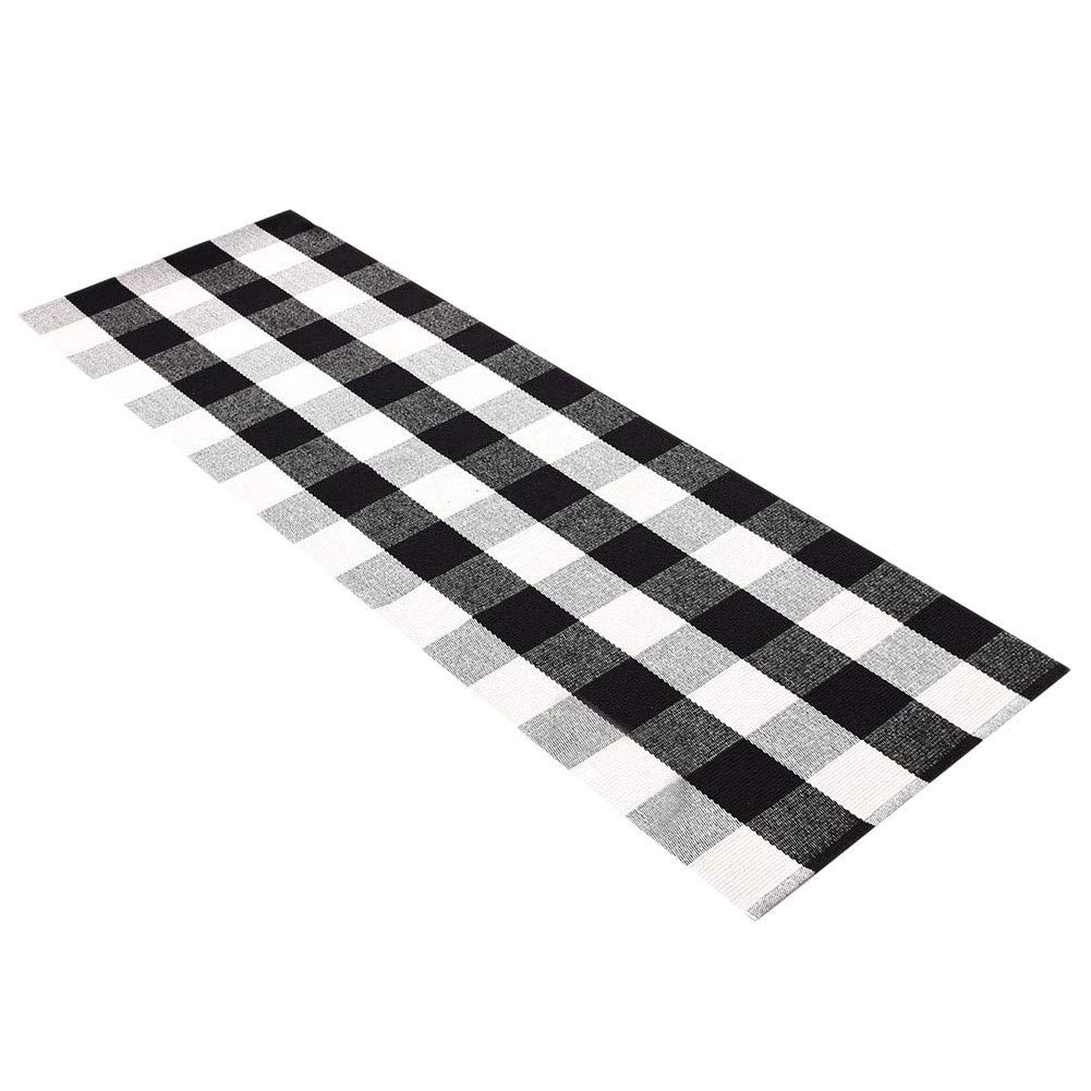 Photo 1 of LEVINIS Kitchen Runner Rugs - Black and White Retro Lattice Sofa Cushion & Area Rug - Washable Hand-Woven Buffalo Checkered Floor Rugs for Laundry/Kitchen/Bathroom/Bedroom, 23.6'' x 70.8''