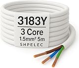 SHPELEC Flexible White Cable 0.75mm 1.0mm 1.5mm 2.5mm BASEC Approved 5m