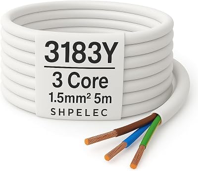 SHPELEC Flexible White Cable 0.75mm 1.0mm 1.5mm 2.5mm BASEC Approved 5m