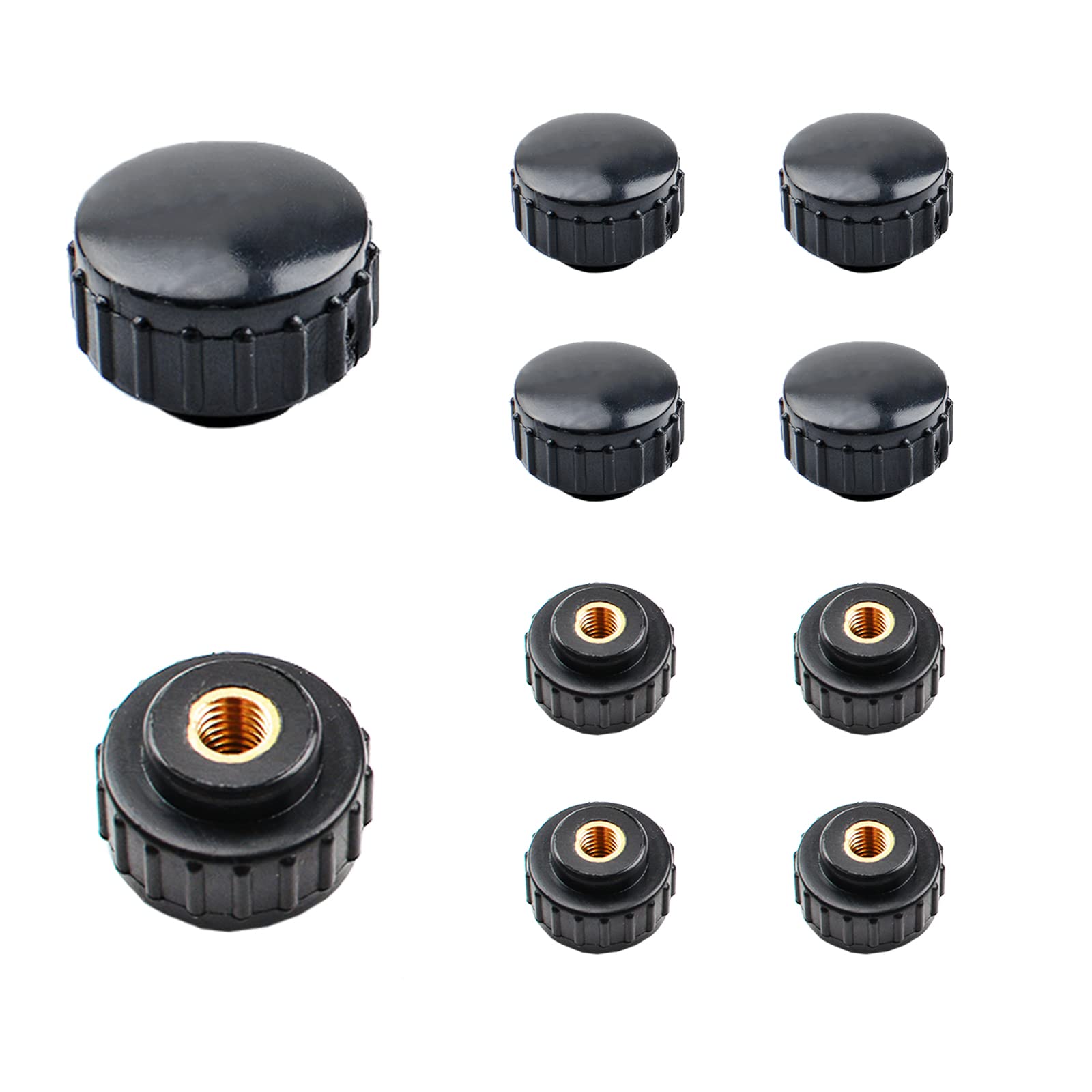 MOROBOR M4 Knurled Thread Clamping Knob, 10pcs Black Plastic Through Hole Set Brass Female Threaded Nut,Screw-On Handle Clamping Knob for Mechanical Equipment