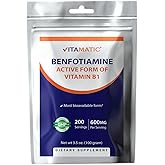 Vitamatic Benfotiamine Pure Powder 600 mg per Serving - 100 Grams - Also Called Fat Soluble Vitamin B1