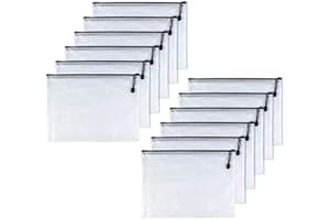 Oaimyy-B6(5.5"x 7.5"),12 Pcs,Plastic Mesh Zipper Pouch Document Folders Bag Zip File Folders for School Office Supplies, Travel,Puzzles Games Organizing Storage-Black