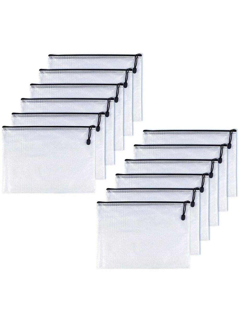 12 items Shirt Package Wallet Pouch PVC Zip Document Folder / PVC School Office Magazine Document File Zippy Closure Folder Holder Bag-Black B8