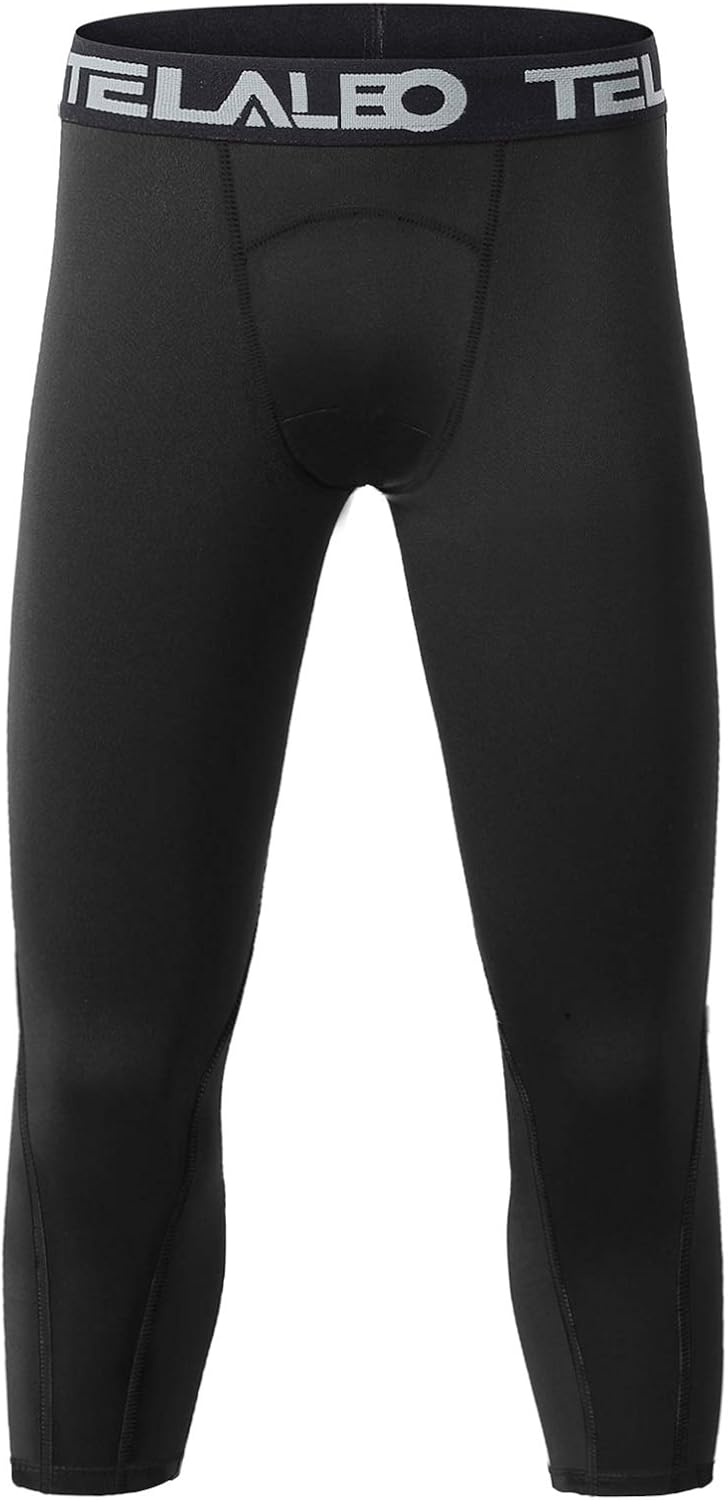 TELALEO Boys Youth Compression Pants Base Layer 3/4 Sports Tights Running Leggings Capris Kids for Workout Training: Clothing
