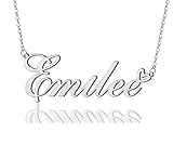 AOLO Emilee Heart Name Necklace Silver Stainless
