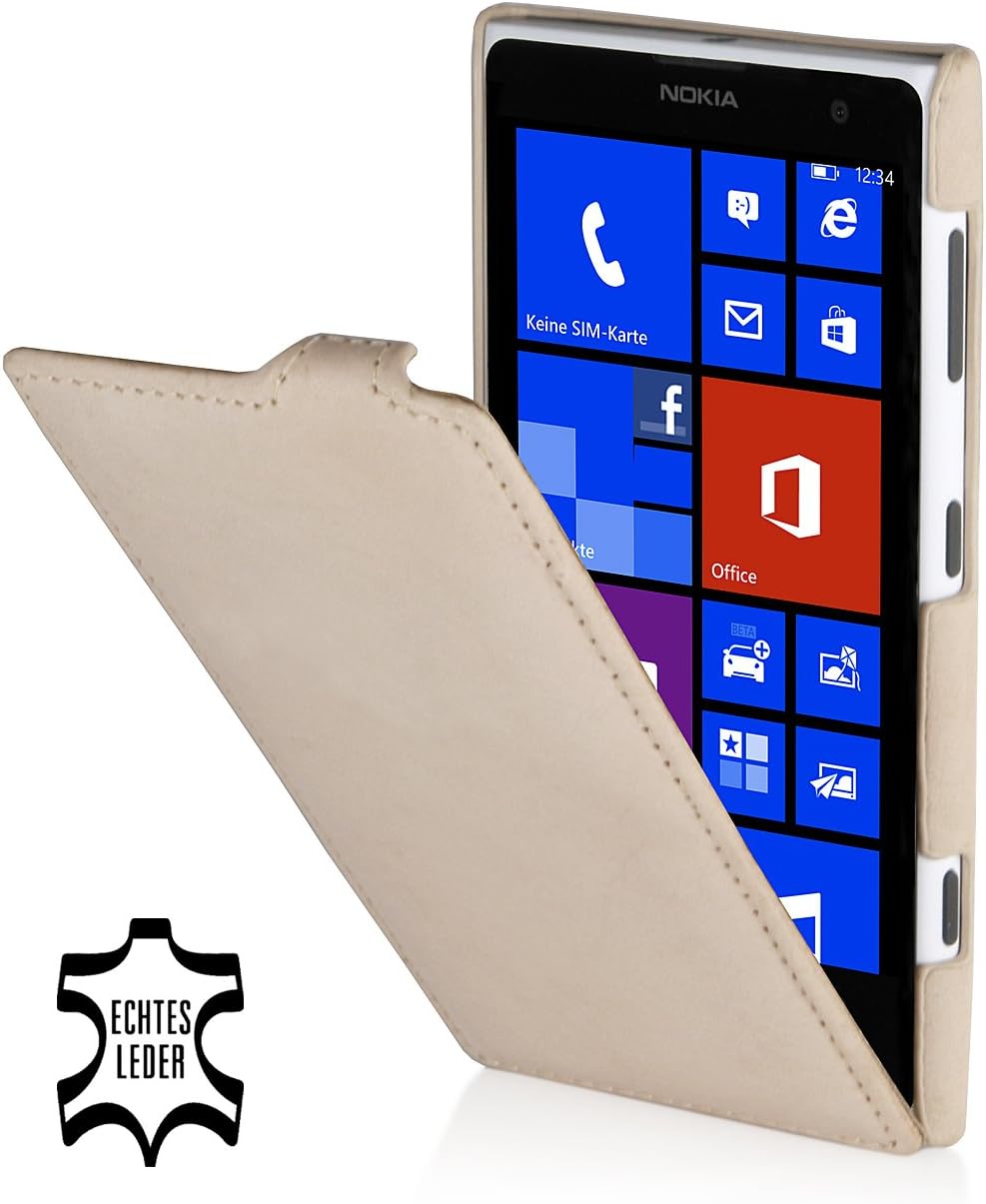 StilGut UltraSlim Genuine Leather Case for Nokia Lumia 1020, Old Style Sand Beige