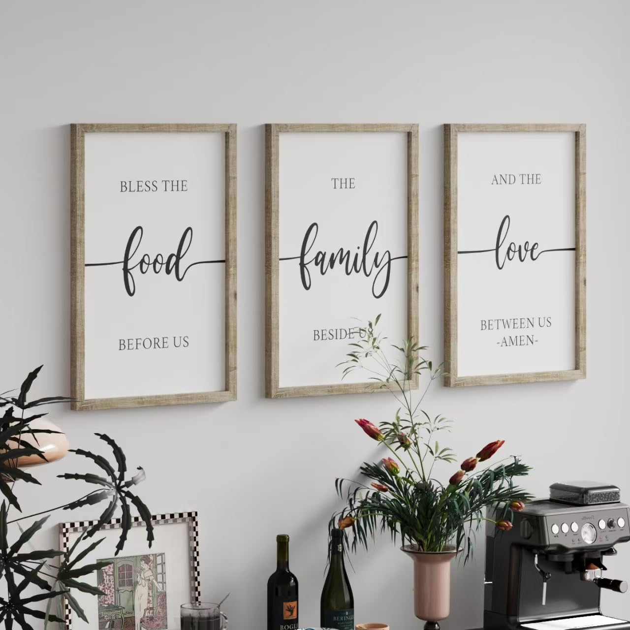 ZAZIWZ Set of 3 Dining Room Wall Decor Bless The Food Before Us Sign 12 ...