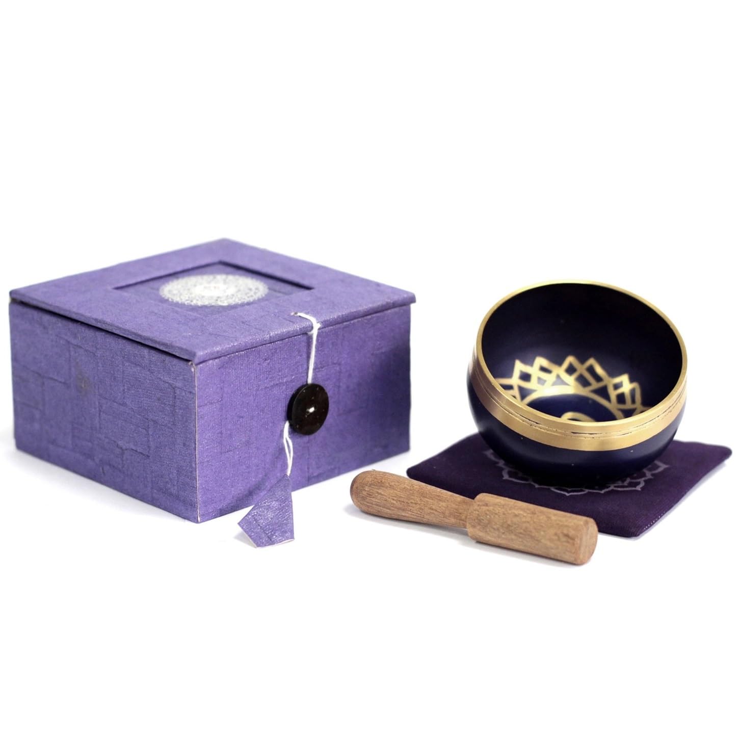 Chakra Singing Bowls with Wooden Striker & Cushion Gift Box Set | Lift Vibration & Frequency; Sound Therapy; Holistic Healing, Meditation & Relaxation Mindfulness Mantra (Crown)