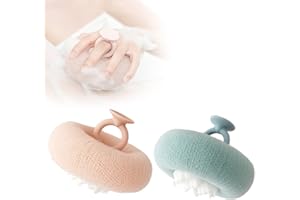 GASUIO Upgrade Super Soft Sunflower Suction Cup Bath Ball, 2024 New 2-in-1 Sunflower Bath Ball, Exfoliating Bath Sponge Cleaning Brush with Suction Cup Shower Sponges for Women Men (Blue+Pink)