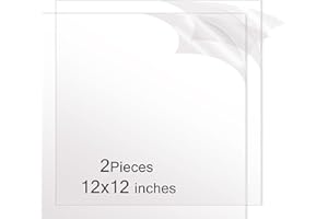 YOUBADU 12"X12" 1/8 Inche Thick 2Pack Highly Transparent, Smooth Edged Acrylic Plastic Sheets for DIY Crafting -3mm Thick with Precision Cutouts for Easy Handling(3MM-12X12-2PCS)