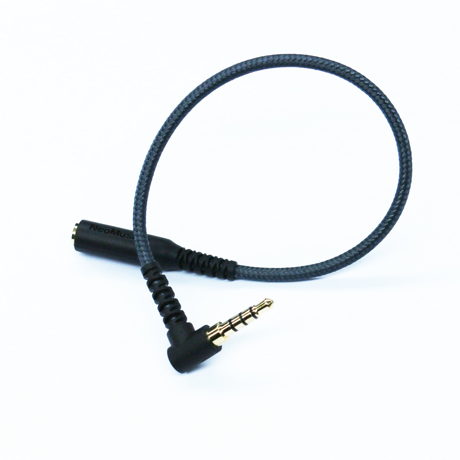 ABLET 3.5mm Headphone Extension Cable - 20cm Right Angle Male to Female TRRS Audio Stereo Cable (Microphone Compatible)