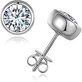 Moissanite Stud Earrings for Women,Sterling Silver Bezel Set 1-2 Carat Stud Earrigs Jewelry Gifts For Christmas Bithday