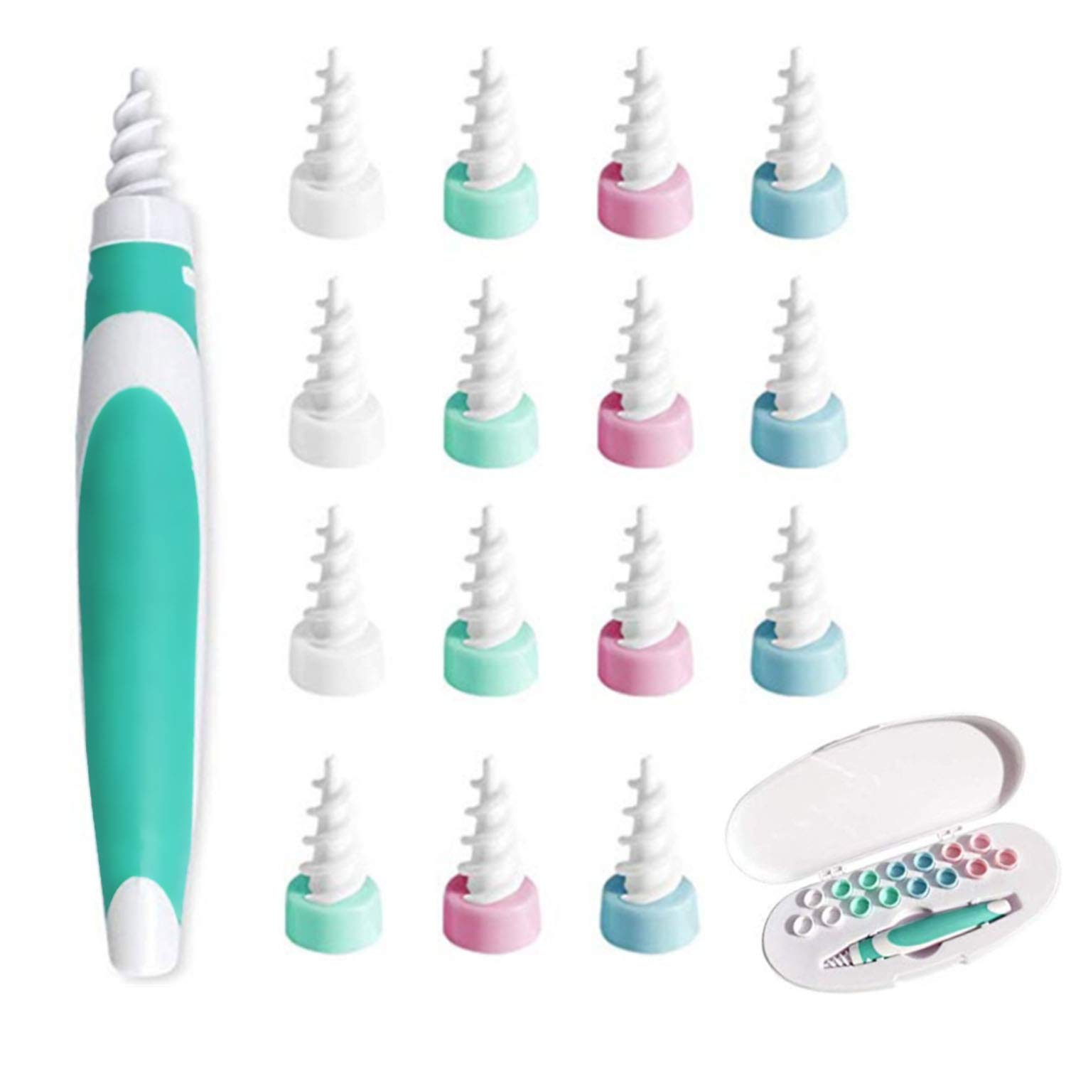 Ear Wax Removal kit, Joyhoop tvider Ear Cleaner Ear Wax Remover Tool, Q Twist Ear Cleaner with 15pcs Replacement Heads and Storage Box, Earwax Removal Kits for Adults and Kids Ear Cleaning