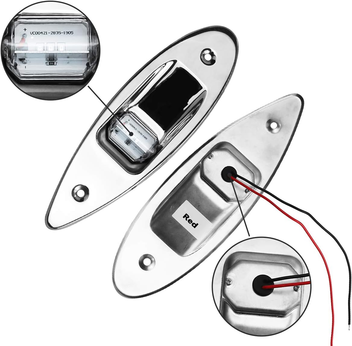 LED Navigation Side Lights,Marine Boat Stainless Steel Flush Mount Waterproof Light 12V, Teardrop Bow Lights,LED Bow Navigation Lights Pontoons Sailing Signal Lights,Red and Green - 1Pair: Automotive