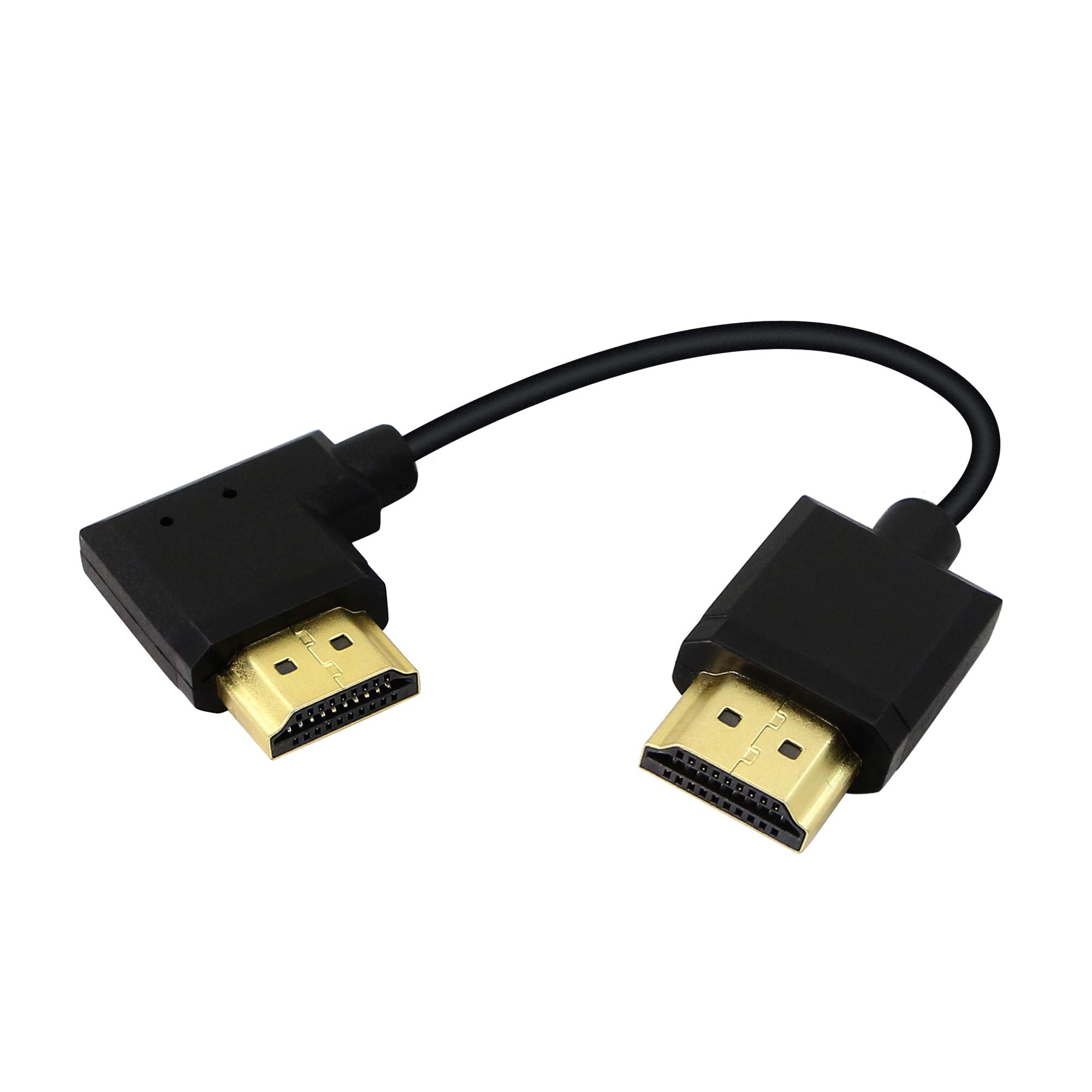 PNGKNYOCN 15CM HDMI Male to Male Short Cable, 90 Degree Upward Angle High Speed HDMI 2.0 Adapter Connector Cable Support 4k@60HZ, for Raspberry Pi, Tablet, Camera Etc (black left)