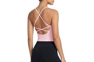 CHANGEZOE Women's Longline Sports Bra Padded Crisscross Back Spaghetti Straps Workout Top Gym Tank with Comfort Fit