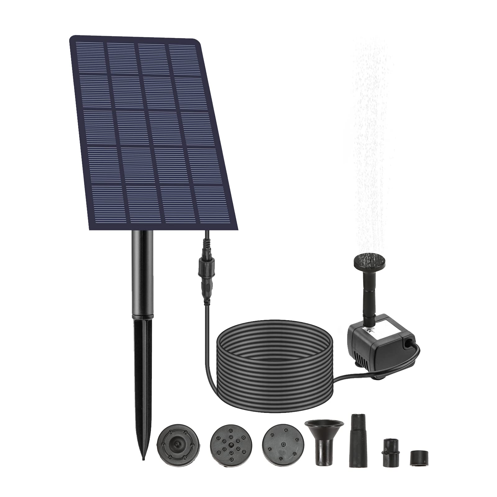 Kavolet Solar Fountain, 2.5W, Water Pump with 4 Nozzles, 160L/H, for Pond, Bird Bath, Fish Tank, Garden Decoration