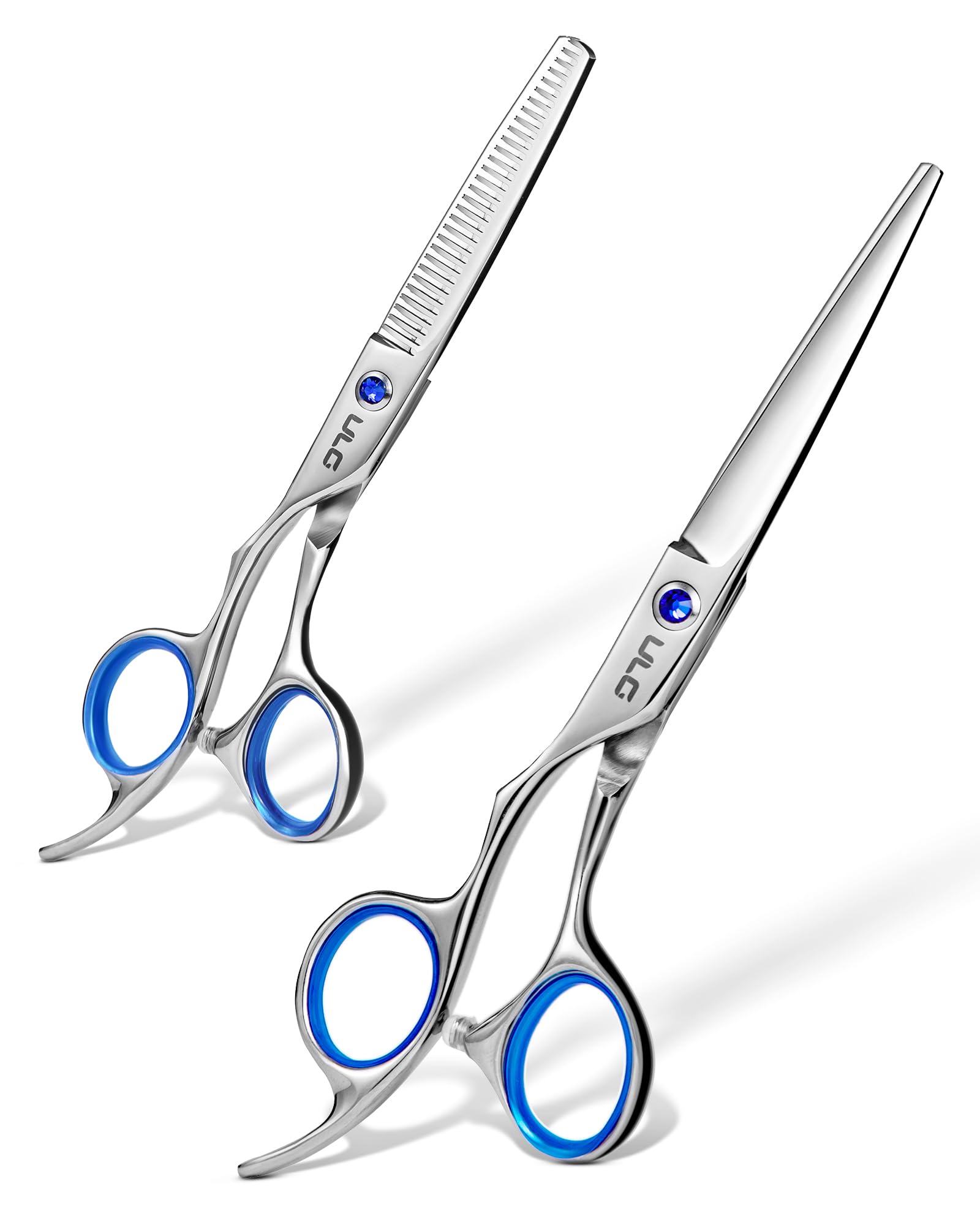 Photo 1 of ULG Left-Handed Haircut Scissors Thinning Shears Kit Professional Barber Hairdressing Texturizing Salon Scissor 6.5 inch Silver