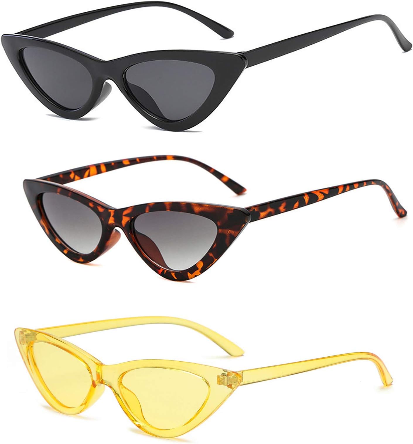 YOSHYA Retro Vintage Narrow Cat Eye Sunglasses for Women Clout Goggles Plastic Frame