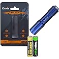 Fenix E01 V2 100 Lumen LED flashlight with EdisonBright AAA alkaline battery bundle (Blue)