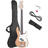 Glarry Electric Bass Guitar Full Size 4 String Rosewood Basswood Fire Style Exquisite Burning Bass(Burly Wood)