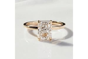 1 Piece 1CT-5CT Elegant Four Claws Unique Rectangle Shaped Diamond Sterling Silver RingMaterial Solitaire Engagement Ladies J