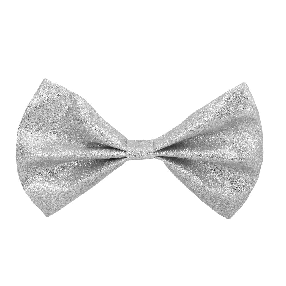 Boland Silver Glitter Bow Tie – Sparkly Dicky Bow Tie for Adults – Fancy Dress Dickie Bow – One Size Accessory for Parties, Cosplay & Events