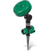 Gilmour Adjustable Spot Sprinkler with Spike Base, Pivoting Multi Pattern Sprinkler Head for Targeted Coverage in Flower Beds and Vegetable Gardens