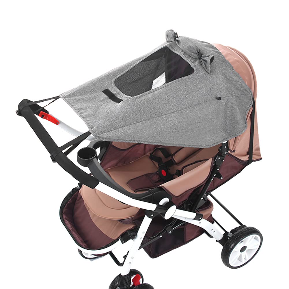 Stroller Sun Shade Cover Universal Baby Pushchair Canopy Waterproof Buggy Sunshade Pram Parasol Wide UV Protection Awning UPF 50 Sun Shield with Viewing Window for Pushchair Stroller Buggy Pram