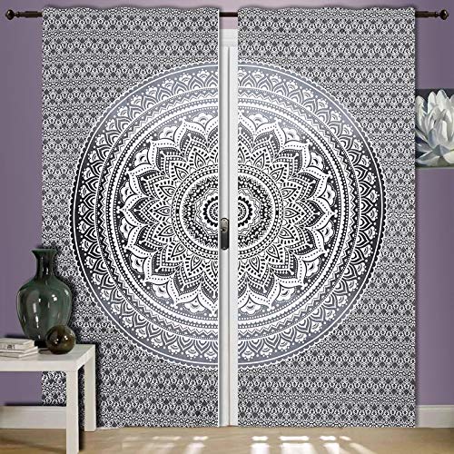 Krati Exports Bohemian Beautiful Ombre Color Mandala Curtain Panels (Grey)