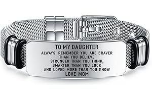 YOTHIWAD To My Daughter Bracelet Inspirational Bracelet Engraved Personalized Gifts to Daughter from Dad Mom Adjustable Bracelet