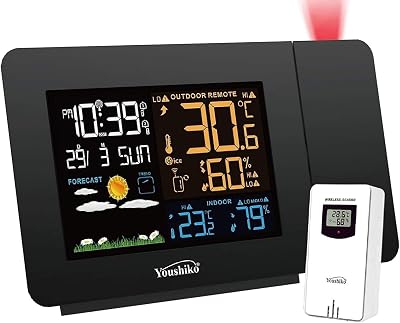 Youshiko MSF UK Projection Alarm Clock Weather Station Outdoor Sensor Temp