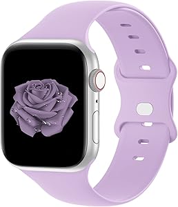 Bandiction Compatible with Apple Watch Series 3 38mm Series 5 40mm iWatch Bands 42mm 44mm, Soft Silicone Sport Replacement Strap Compatible for iWatch Series 6 SE 5 4 3 2 1, Pink Purple, 38/40mm