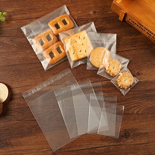 image for Scholmart 200 pcs Adhesive Treat Bags Clear - Self Sealing OPP Plastic