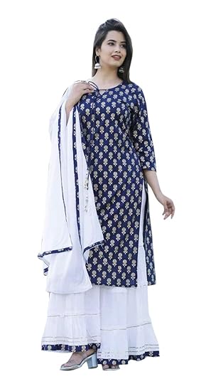 Palazzo Set For Women With Dupatta Blue Rayon Sharara kurti with duppta For Womens And Girls kURTI
