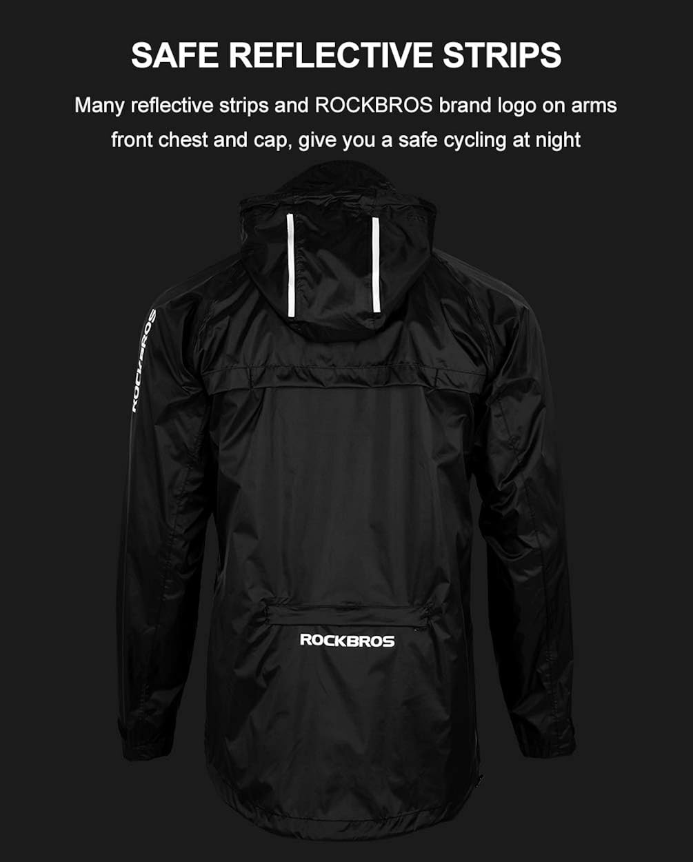 ROCK BROS Men's Waterproof Cycling Jacket Windproof Raincoat for Bike Running: Clothing