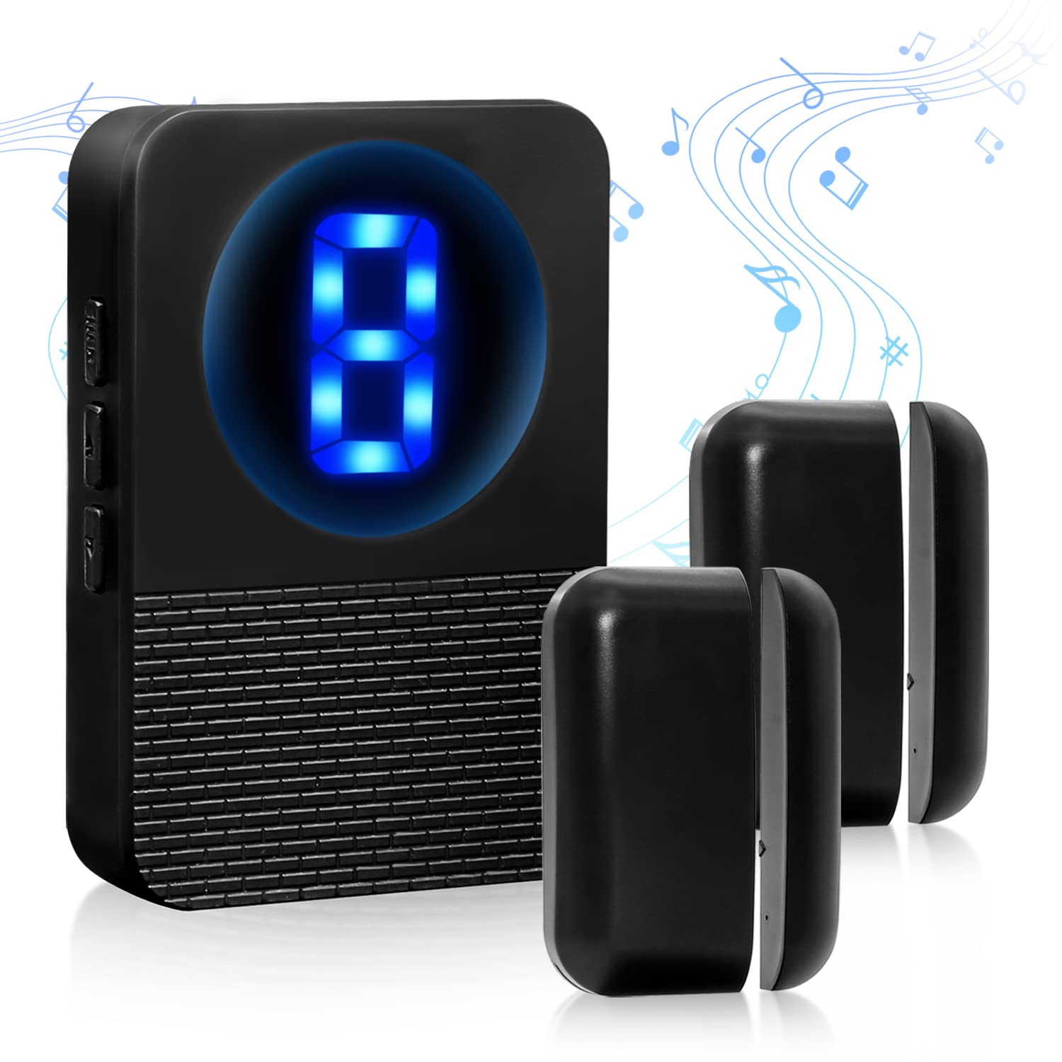 DAYTECH Door Alarm Sensor When Door Opens with Digital Display Door Sensor Alert Chime/Door Bell Open Alarm for Home Business Restaurant Retail Store 1 UK Plug-in Receiver & 2 Magnetic Sensor