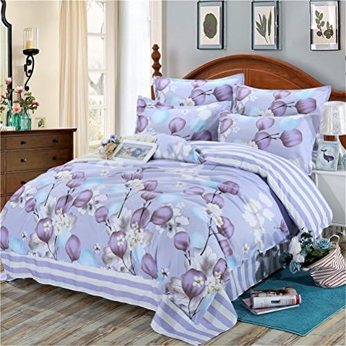 HIMIC 4 Pieces Bed Sheet Set,Comfortable And Breathable,One Duvet Cover,One Flat sheet,Two Pillowcases (Queen, Half Moon)