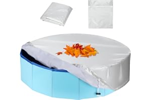 YUEPET Round Dog Pool Cover Portable Kiddie Pool Cover, Silvery Foldable Swimming Pool Cover Suitable for Dog Pool and Kiddie Pool 63"×12"(Silver)