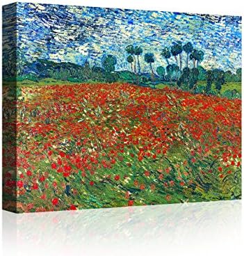 IPIC - Poppy Field Floral Vintage, Vincent Van Gogh Art Reproduction. Giclee Canvas Prints Wall Art for Home Decor 10#F(20X16)