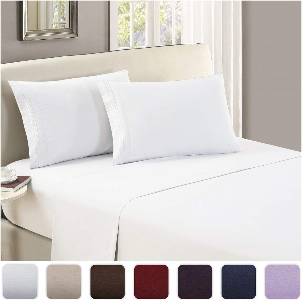 Mellanni Luxury Flat Sheet - Brushed Microfiber 1800 Bedding Top Sheet - Wrinkle, Fade, Stain Resistant - Ultra Soft - Hypoallergenic - 1 Flat Sheet Only (King, White): Home & Kitchen