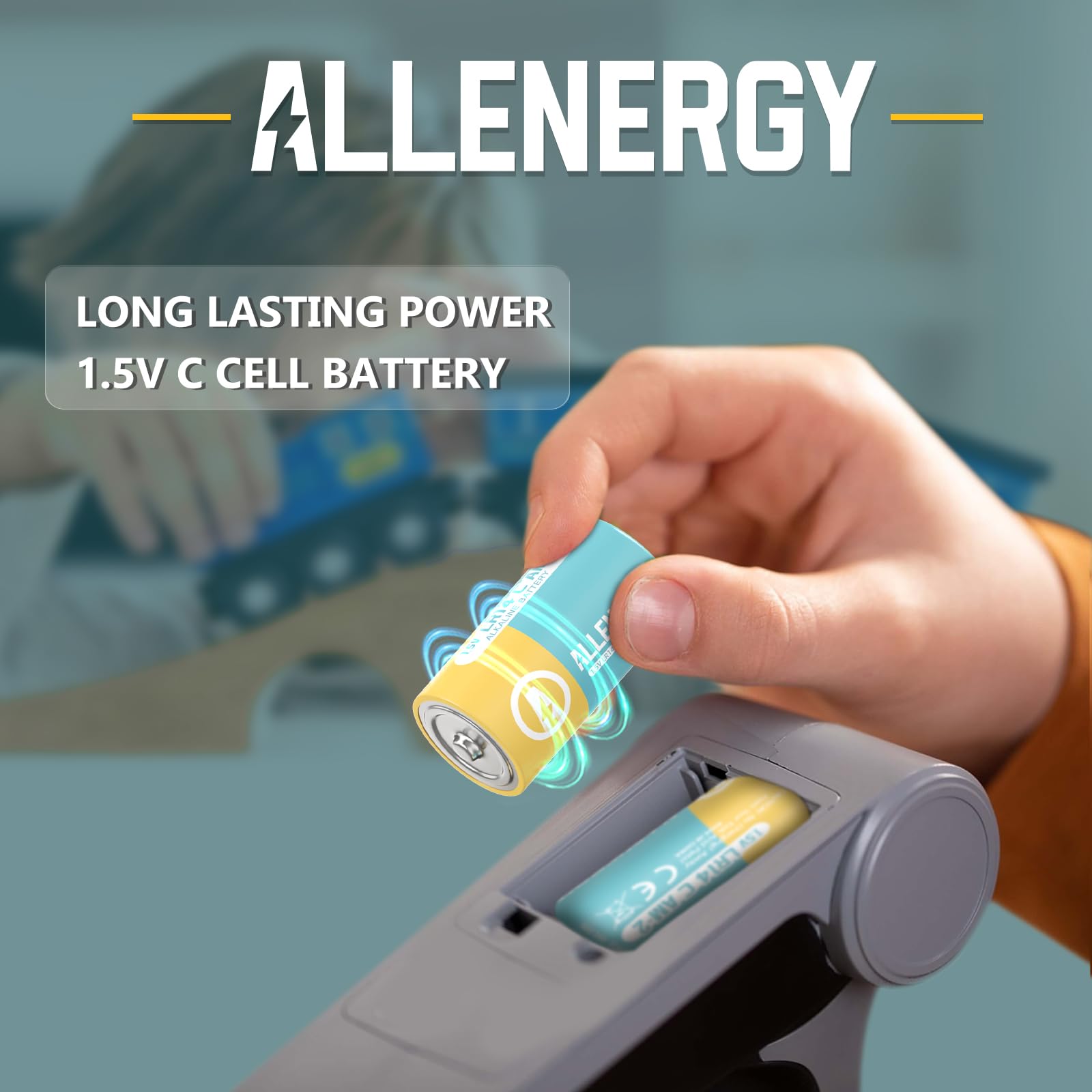 C Batteries 4 Pack LR14 1.5V Alkaline Battery Long-Lasting, 10-Year Shelf Life