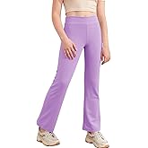Haloumoning Girls Flare Leggings Kids Casual High Waisted Stretchy Wide Leg Pants Bell Bottoms 5-14 Years